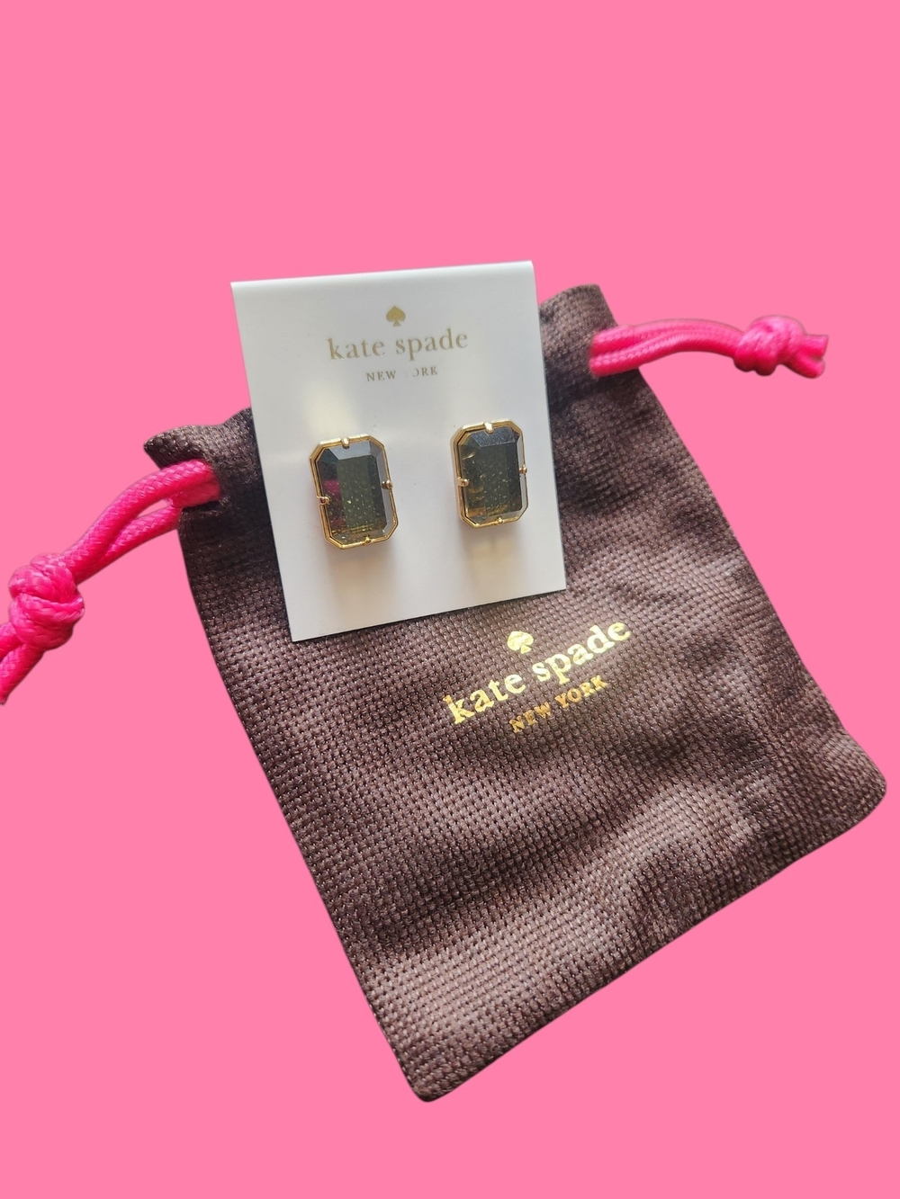 Kate Spade Rectangular Black Multifaceted Earrings